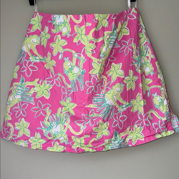 Vintage Lilly Pulitzer cotton skort pink/green Hula Monkey or Ukulele print. - Picture 5 of 8